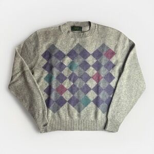 Vintage Country Squire by Jantzen Wool Blend Argyle Sweater Large Made in USA